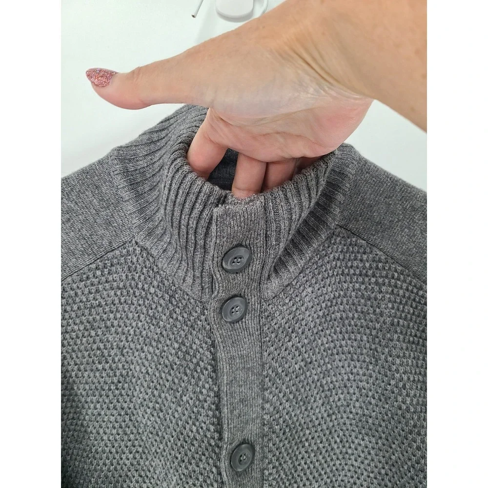 Academia Ben Sherman‎ Men Fishermen Cardigan Sweater XL Gray Wool Blend Preppy